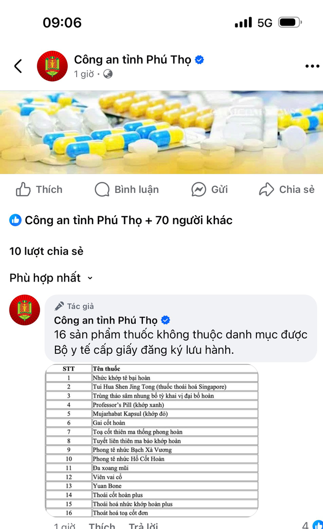 Bệnh viện Công an tỉnh Phú Thọ 'điểm danh' 16 sản phẩm không thuộc danh mục được Bộ Y tế cấp phép, người dân cần tránh- Ảnh 1.