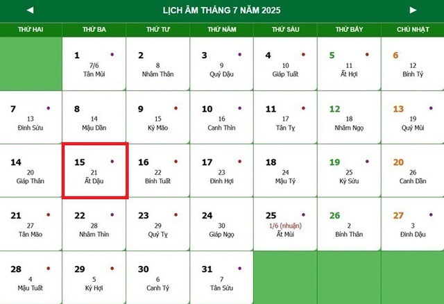 Lịch âm 15/7 - Âm lịch hôm nay 15/7 - Lịch vạn niên ngày 15/7/2025- Ảnh 1. Lịch âm 15/7 - Âm lịch hôm nay 15/7 - Lịch vạn niên ngày 15/7/2025- Ảnh 1.