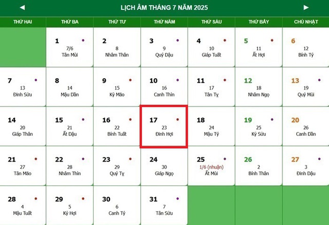 Lịch âm 17/7 - Âm lịch hôm nay 17/7 - Lịch vạn niên ngày 17/7/2025- Ảnh 1. Lịch âm 17/7 - Âm lịch hôm nay 17/7 - Lịch vạn niên ngày 17/7/2025- Ảnh 1.