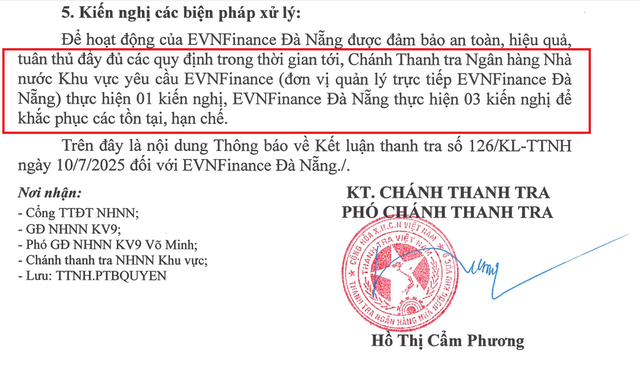 Thanh tra yêu cầu EVNFinance và EVNFinance Đà Nẵng thực hiện khắc phục tồn tại, hạn chế- Ảnh 2.