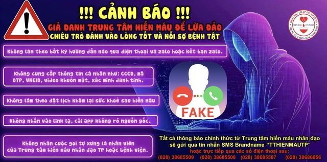 TPHCM: Giả danh nhân viên y tế lừa đảo người hiến máu- Ảnh 1. TPHCM: Giả danh nhân viên y tế lừa đảo người hiến máu- Ảnh 1.