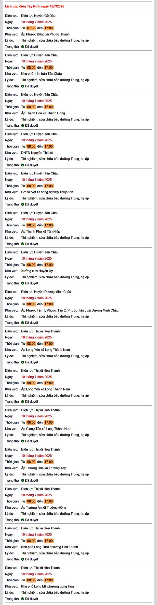 Tra cứu lịch cúp điện hôm nay Thứ 5 ngày 10/7/2025 tại Tây Ninh- Ảnh 1.