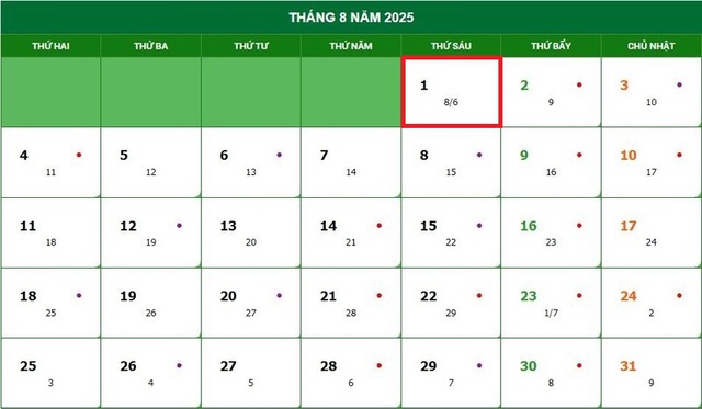 Lịch âm 1/8 - Âm lịch hôm nay 1/8 - Lịch vạn niên ngày 1/8/2025- Ảnh 1.