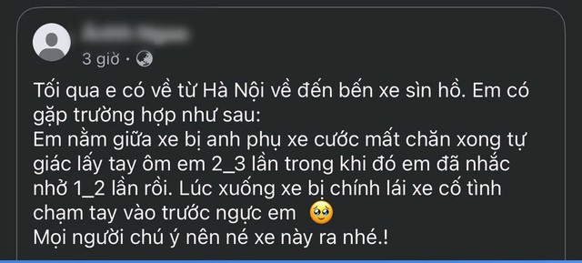 Đi xe khách, cô gái nhiều lần bị tài xế ôm và chạm vào vùng nhạy cảm- Ảnh 1. Đi xe khách, cô gái nhiều lần bị tài xế ôm và chạm vào vùng nhạy cảm- Ảnh 1.