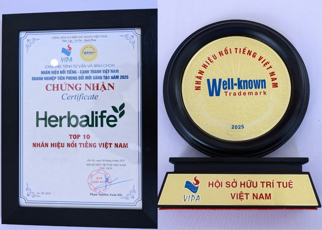 Herbalife Việt Nam đạt chứng nhận Top 10 Nhãn Hiệu Nổi Tiếng Việt Nam & Doanh Nghiệp Tiên Phong Đổi Mới Sáng Tạo năm 2025- Ảnh 2. Herbalife Việt Nam đạt chứng nhận Top 10 Nhãn Hiệu Nổi Tiếng Việt Nam & Doanh Nghiệp Tiên Phong Đổi Mới Sáng Tạo năm 2025- Ảnh 2.
