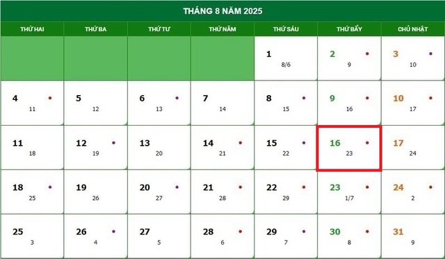 Lịch âm 16/8 - Âm lịch hôm nay 16/8 - Lịch vạn niên ngày 16/8/2025- Ảnh 1.