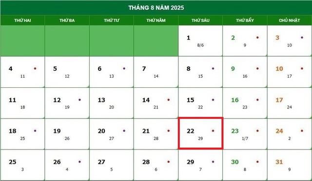 Lịch âm 22/8 - Âm lịch hôm nay 22/8 - Lịch vạn niên ngày 22/8/2025- Ảnh 1.