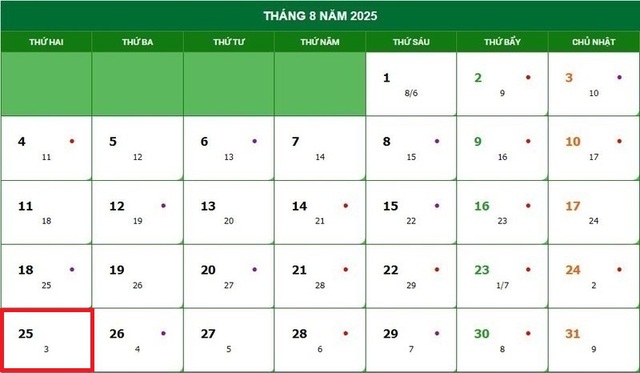 Lịch âm 25/8 - Âm lịch hôm nay 25/8 - Lịch vạn niên ngày 25/8/2025- Ảnh 1.