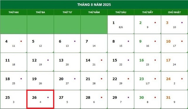 Lịch âm 26/8 - Âm lịch hôm nay 26/8 - Lịch vạn niên ngày 26/8/2025- Ảnh 1.