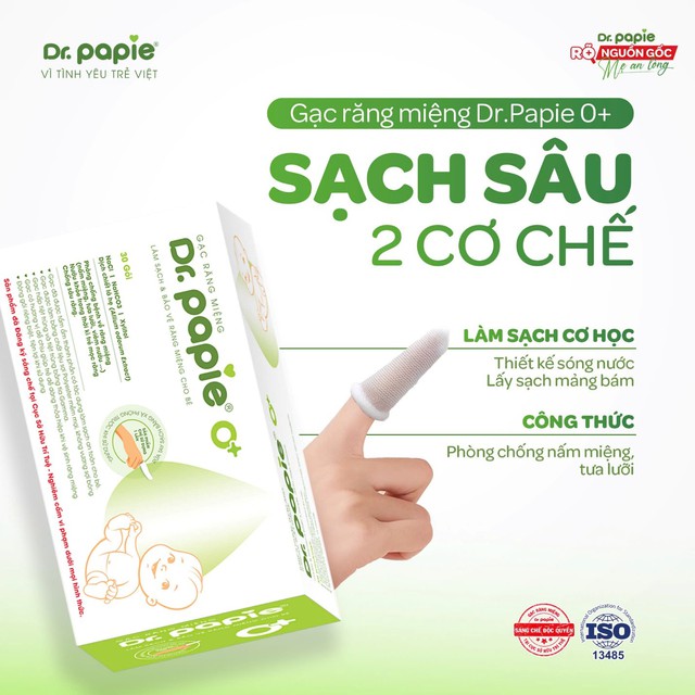 Gạc Dr.Papie được mẹ Việt tin chọn trong chăm sóc khoang miệng, phòng ngừa tưa lưỡi cho bé- Ảnh 2. Gạc Dr.Papie được mẹ Việt tin chọn trong chăm sóc khoang miệng, phòng ngừa tưa lưỡi cho bé- Ảnh 2.