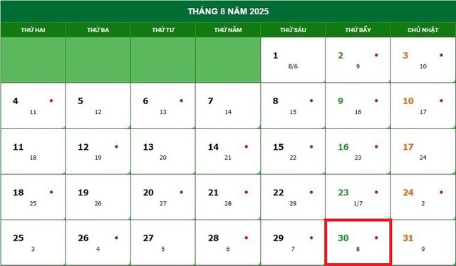 Lịch âm 30/8 - Âm lịch hôm nay 30/8 - Lịch vạn niên ngày 30/8/2025- Ảnh 1. Lịch âm 30/8 - Âm lịch hôm nay 30/8 - Lịch vạn niên ngày 30/8/2025- Ảnh 1.