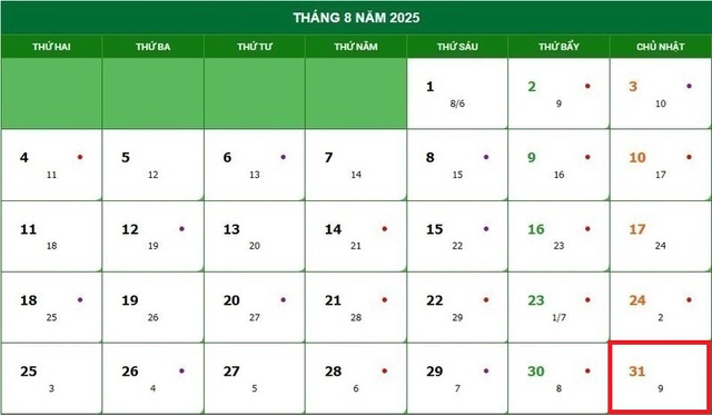 Lịch âm 31/8 - Âm lịch hôm nay 31/8 - Lịch vạn niên ngày 31/8/2025- Ảnh 1.