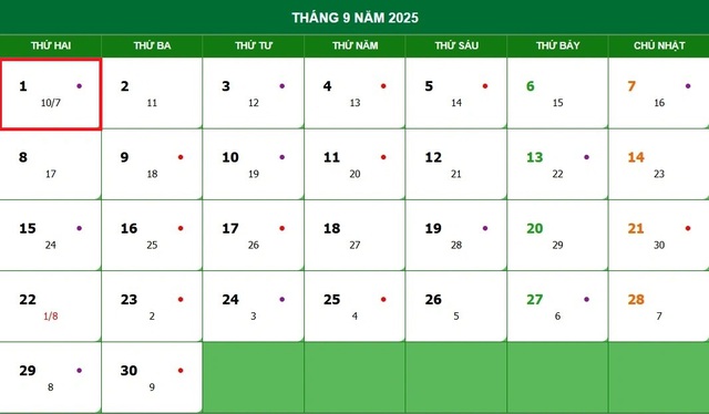 Lịch âm 1/9 - Âm lịch hôm nay 1/9 - Lịch vạn niên ngày 1/9/2025- Ảnh 1. Lịch âm 1/9 - Âm lịch hôm nay 1/9 - Lịch vạn niên ngày 1/9/2025- Ảnh 1.