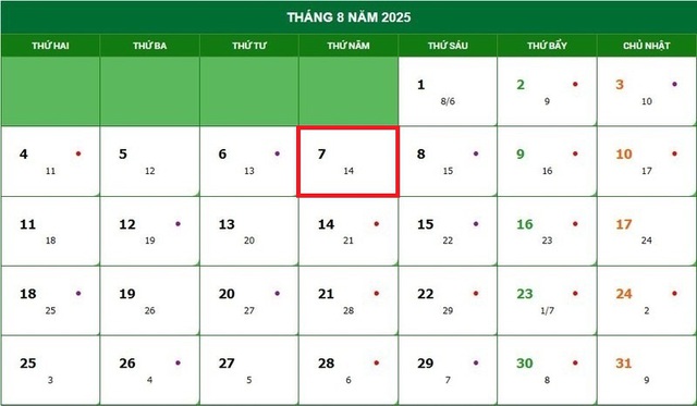 Lịch âm 7/8 - Âm lịch hôm nay 7/8 - Lịch vạn niên ngày 7/8/2025- Ảnh 1.