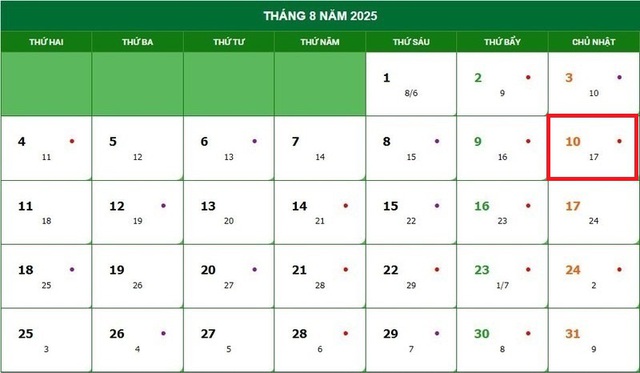 Lịch âm 10/8 - Âm lịch hôm nay 10/8 - Lịch vạn niên ngày 10/8/2025- Ảnh 1.