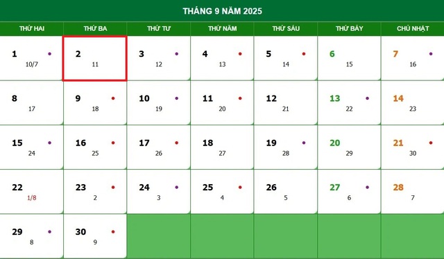 Lịch âm 2/9 - Âm lịch hôm nay 2/9 - Lịch vạn niên ngày 2/9/2025- Ảnh 1.