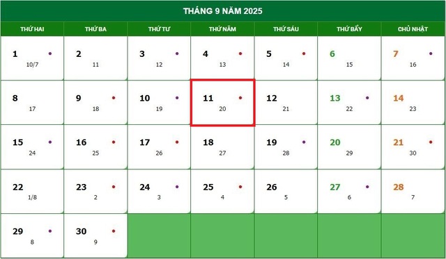 Lịch âm 11/9 - Âm lịch hôm nay 11/9 - Lịch vạn niên ngày 11/9/2025- Ảnh 1.