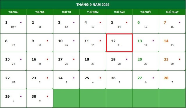 Lịch âm 12/9 - Âm lịch hôm nay 12/9 - Lịch vạn niên ngày 12/9/2025- Ảnh 1.