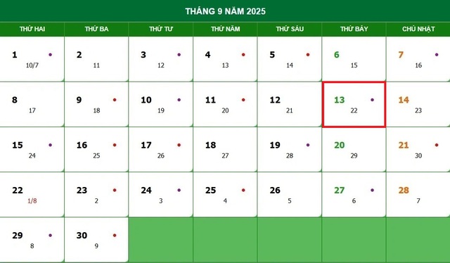 Lịch âm 13/9 - Âm lịch hôm nay 13/9 - Lịch vạn niên ngày 13/9/2025- Ảnh 1. Lịch âm 13/9 - Âm lịch hôm nay 13/9 - Lịch vạn niên ngày 13/9/2025- Ảnh 1.