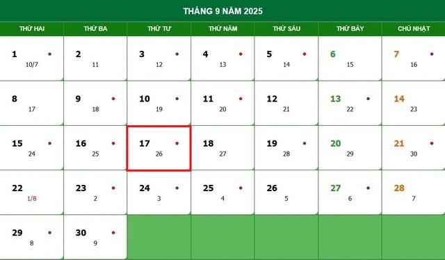 Lịch âm 17/9 - Âm lịch hôm nay 17/9 - Lịch vạn niên ngày 17/9/2025- Ảnh 1. Lịch âm 17/9 - Âm lịch hôm nay 17/9 - Lịch vạn niên ngày 17/9/2025- Ảnh 1.