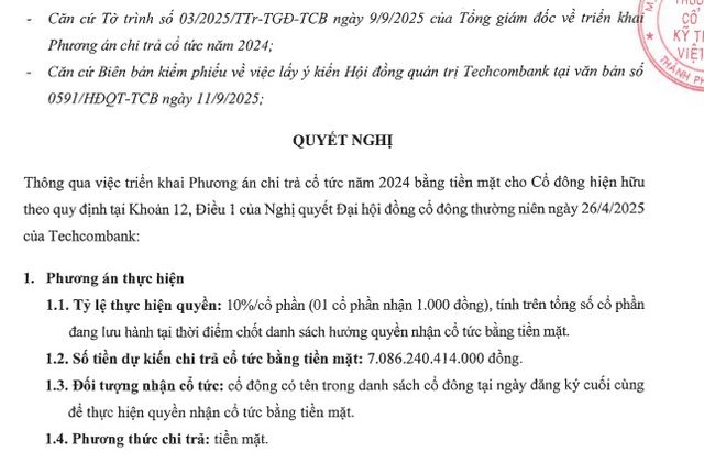 Techcombank chi hơn 7.000 tỷ đồng chia cổ tức bằng tiền mặt- Ảnh 2.