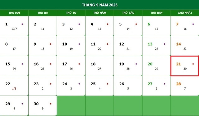 Lịch âm 21/9 - Âm lịch hôm nay 21/9 - Lịch vạn niên ngày 21/9/2025- Ảnh 1.