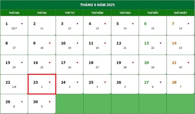 Lịch âm hôm nay 23/9 - Âm lịch ngày 23/9 - Lịch vạn niên ngày 23/9/2025- Ảnh 1.