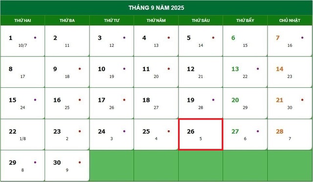 Lịch âm hôm nay 26/9 - Âm lịch ngày 26/9 - Lịch vạn niên ngày 26/9/2025- Ảnh 1.