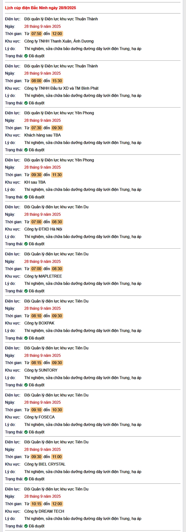 Tra cứu lịch cắt điện Bắc Ninh hôm nay Chủ Nhật ngày 28/9/2025- Ảnh 1.