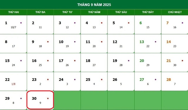 Lịch âm 30/9 - Âm lịch hôm nay 30/9 - Lịch vạn niên ngày 30/9/2025- Ảnh 1.
