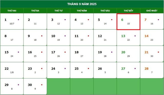Lịch âm 6/9 - Âm lịch hôm nay 6/9 - Lịch vạn niên ngày 6/9/2025- Ảnh 1.