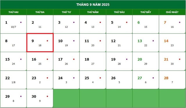 Lịch âm 9/9 - Âm lịch hôm nay 9/9 - Lịch vạn niên ngày 9/9/2025- Ảnh 1. Lịch âm 9/9 - Âm lịch hôm nay 9/9 - Lịch vạn niên ngày 9/9/2025- Ảnh 1.