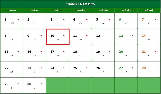 Lịch âm 10/9 - Âm lịch hôm nay 10/9 - Lịch vạn niên ngày 10/9/2025- Ảnh 1. Lịch âm 10/9 - Âm lịch hôm nay 10/9 - Lịch vạn niên ngày 10/9/2025- Ảnh 1.