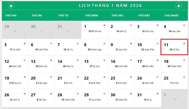 Lịch âm 11/1 - Âm lịch hôm nay 11/1 - Lịch vạn niên ngày 11/1/2026- Ảnh 1.