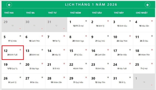 Lịch âm 12/1 - Âm lịch hôm nay 12/1 - Lịch vạn niên ngày 12/1/2026- Ảnh 1. Lịch âm 12/1 - Âm lịch hôm nay 12/1 - Lịch vạn niên ngày 12/1/2026- Ảnh 1.