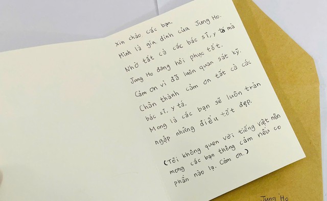 Du khách Hàn Quốc gửi thư cảm ơn bác sĩ Việt Nam- Ảnh 1.