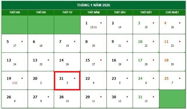 Lịch âm 21/1 - Âm lịch hôm nay 21/1 - Lịch vạn niên ngày 21/1/2026- Ảnh 1. Lịch âm 21/1 - Âm lịch hôm nay 21/1 - Lịch vạn niên ngày 21/1/2026- Ảnh 1.