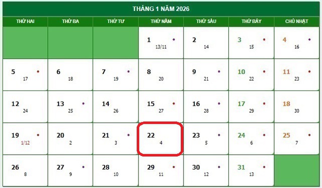 Lịch âm 22/1 - Âm lịch hôm nay 22/1 - Lịch vạn niên ngày 22/1/2026- Ảnh 1.