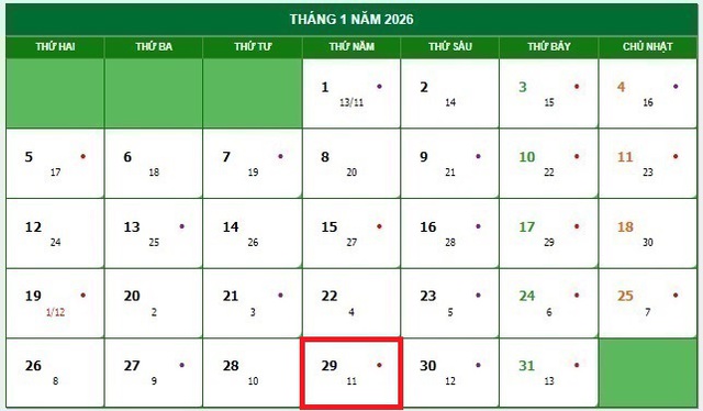 Lịch âm 29/1 - Âm lịch hôm nay 29/1 - Lịch vạn niên ngày 29/1/2026- Ảnh 1.