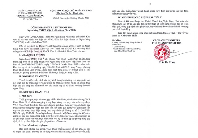 Công bố kết luận thanh tra VietABank Phan Thiết- Ảnh 2.