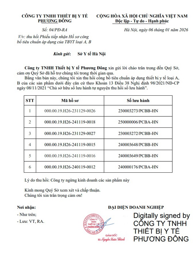 Thiết bị Y tế Phương Đông thu hồi 6 số công bố tiêu chuẩn thiết bị y tế có xuất xứ Trung Quốc- Ảnh 3.