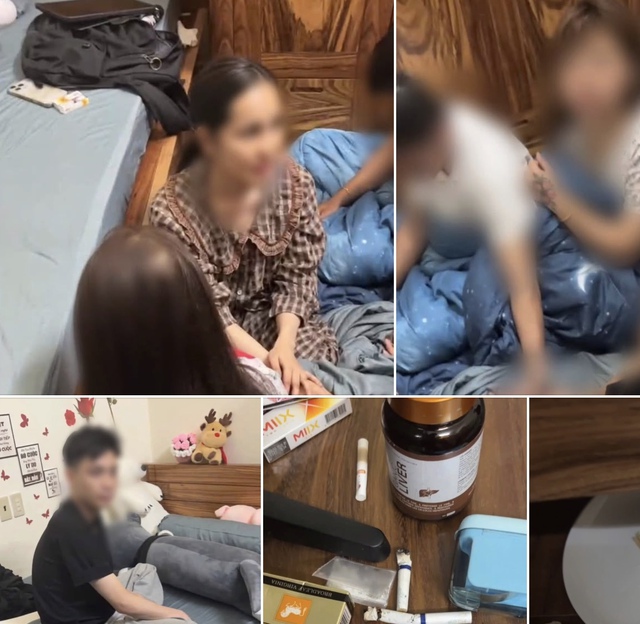 Nhóm nam nữ bị bắt quả tang giữa 'cuộc vui' ma túy- Ảnh 1.