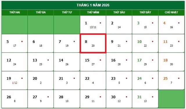 Lịch âm 8/1 - Âm lịch hôm nay 8/1 - Lịch vạn niên ngày 8/1/2026- Ảnh 1.