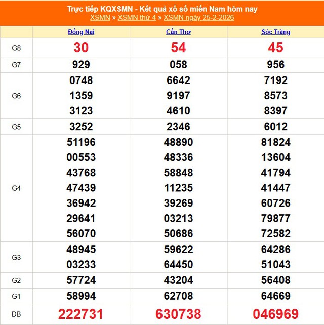 Kết quả xổ số miền Nam hôm nay ngày 25/2/2026 - XSMN 25/2- Ảnh 1.