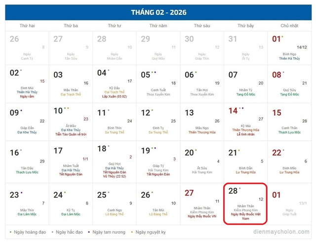 Lịch âm 28/2 - Âm lịch hôm nay 28/2 - Lịch vạn niên ngày 28/2/2026- Ảnh 1.