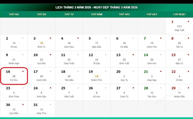 Âm lịch 16/3 - Lịch âm hôm nay 16/3 - Lịch vạn niên ngày 16/3/2026- Ảnh 1.