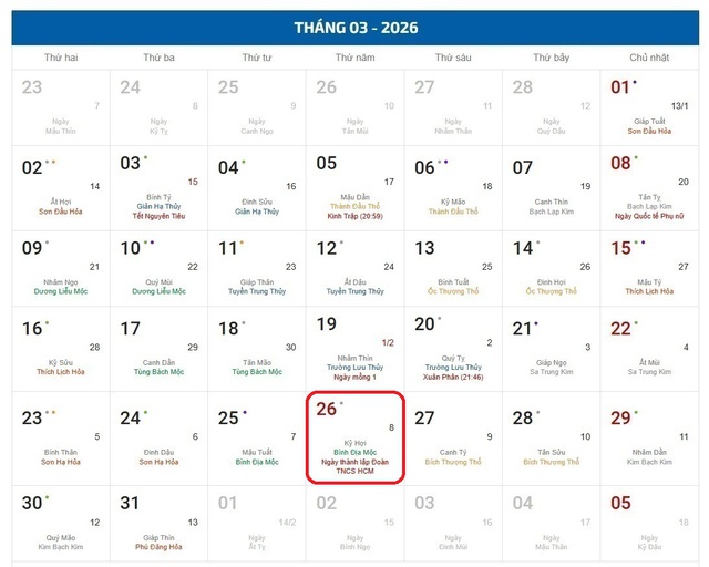Lịch âm hôm nay 26/3 - Âm lịch 26/3 - Lịch vạn niên ngày 26/3/2026- Ảnh 1.