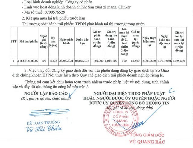Xi măng Xuân Thành tiếp tục mua lại trái phiếu trước hạn- Ảnh 2. Xi măng Xuân Thành tiếp tục mua lại trái phiếu trước hạn- Ảnh 2.