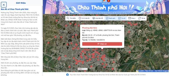 Sinh viên TPHCM làm bản đồ số giúp người dân tra cứu địa danh hành chính sau sáp nhập- Ảnh 2.