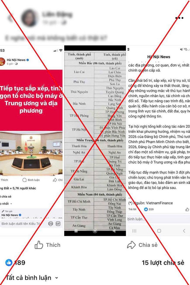 Xử phạt 7,5 triệu đồng với cá nhân đăng tải thông tin sai sự thật về sáp nhập còn 16 tỉnh, thành- Ảnh 1.